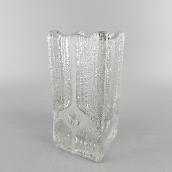 Image 1 of Vintage Glass Vase Made By Nybro Glasbruk, Sweden. Rectangular Vase. Brutalist.