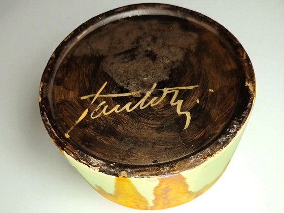 Image 1 of Marcello Fantoni – Vintage keramische vaas Italië jaren 70 Lava Drip Glaze Mid Century Studio Pottery