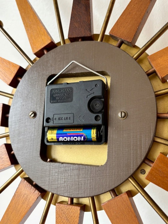 Image 1 of Beautiful Paico starburst or sunburst vintage wall clock 60s