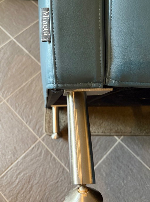 Minotti Copenhagen Sessel – italienisches Originaldesign – blau/graues Leder – fauteuils, Leather, Metal (photo 2 of 6)