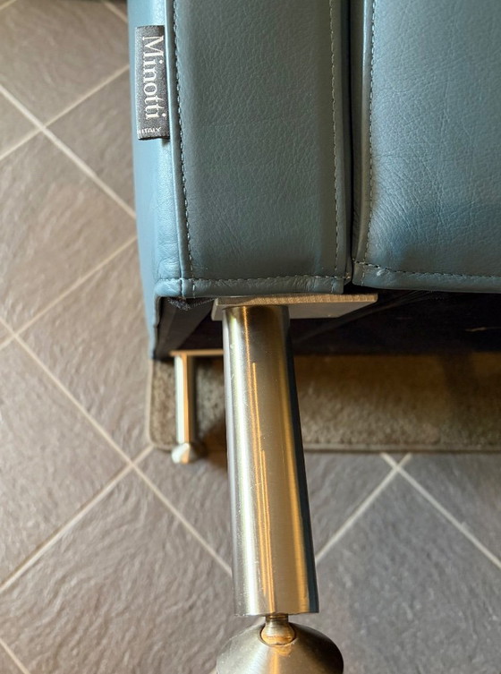 Minotti Copenhagen Sessel – italienisches Originaldesign – blau/graues Leder – Leather, Metal (photo 2 of 6)