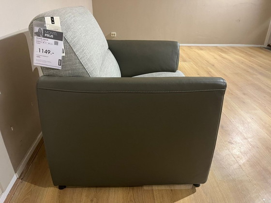 Image 1 of Montel Mondi Fauteuil - Groen - Grijs - Leer - Stof - Showroommodel