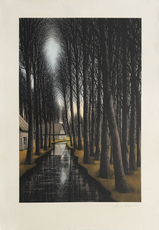 Image 1 of Jacques DEPERTHES Huis aan de rivier Gesigneerde lithografie 1987