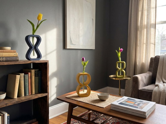 Image 1 of Relojes de arena atemporales (juego de 3 jarrones tallados)