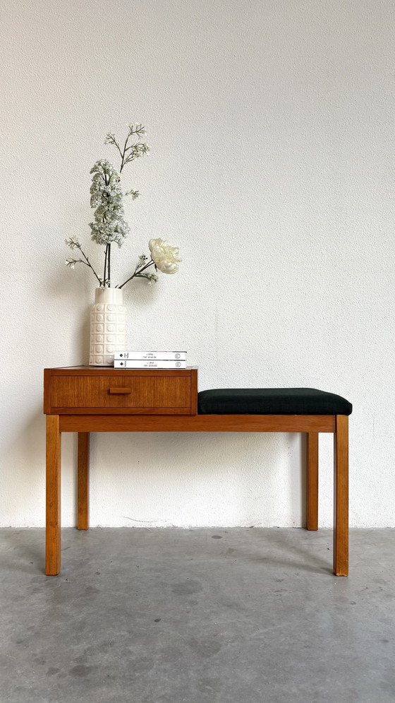 Image 1 of Banc téléphonique danois vintage en teck