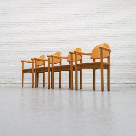 Image 1 of Set of 4 Vintage Beech Dining Chairs