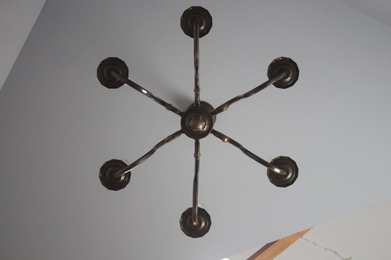 Image 1 of Vintage kroonluchter met zes armen, jaren 1970.