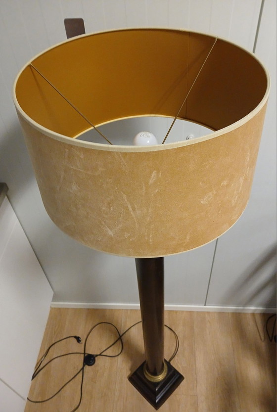 Vintage Herda Holland Floor light, Velvet, Wood, Beige (photo 6 of 10)