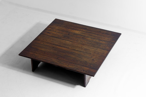 Image 1 of Großer Couchtisch aus Holz im brutalistischen Stil