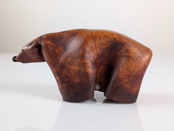 Image 1 of Mid-Century Modern Folded Leather Bear Sculpture, Germany, 1960s