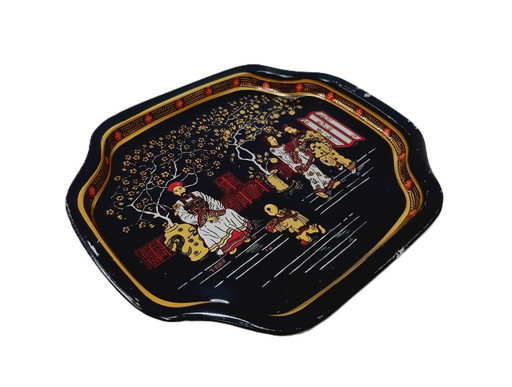 Vintage Chinese blikken schaal