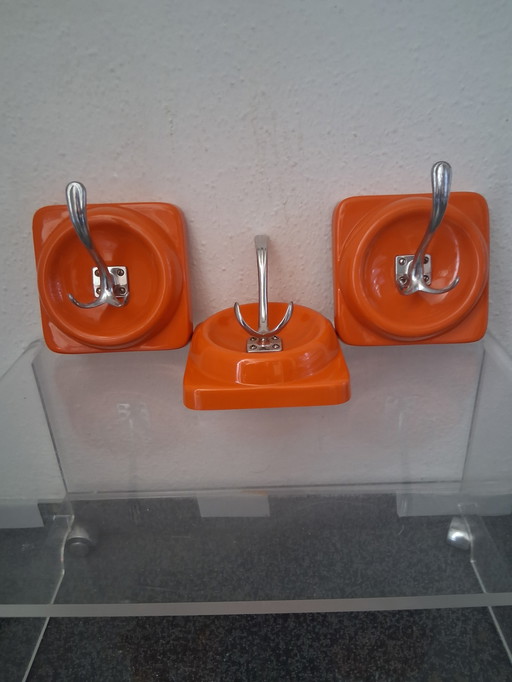 3 x Space Age Coat Hook 1970s Vintage