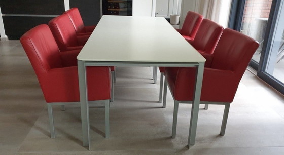 Image 1 of Set aus 6 Esszimmerstühlen aus echtem Leder