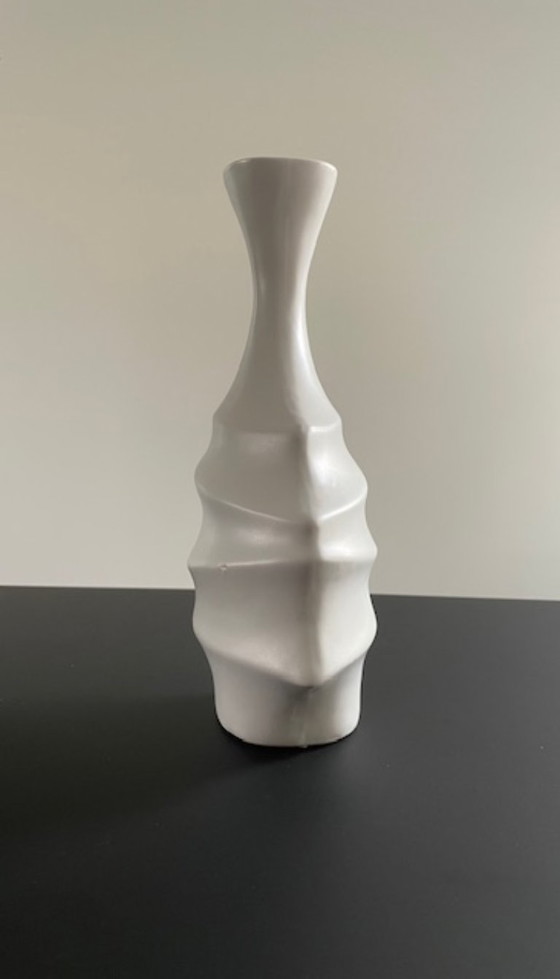 Image 1 of Sculptural amphora-shaped vase in matt-glazed ceramic