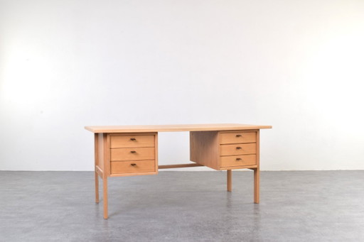 Escritorio Mid-Century de roble de Svend Åge Madsen para Sigurd Hansen, años 60. – bureau, Leather (photo 2 of 19)