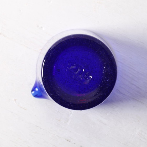 Image 1 of Caraffa in vetro blu cobalto: brocca italiana vintage, Serafino Zani