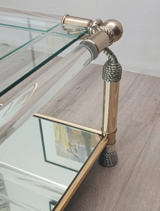 Grote sculpturale Salontafel van Muebles Curvasa jaren 70 – Brass, Plexiglass (photo 5 of 6)