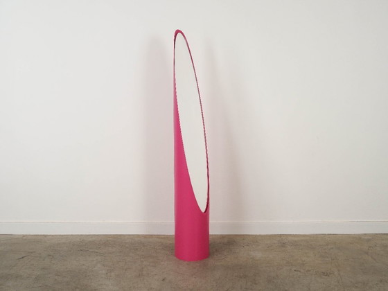 Image 1 of Lipstick mirror, pink, Italian design, 1970s, designer: Rodolfo Bonetto