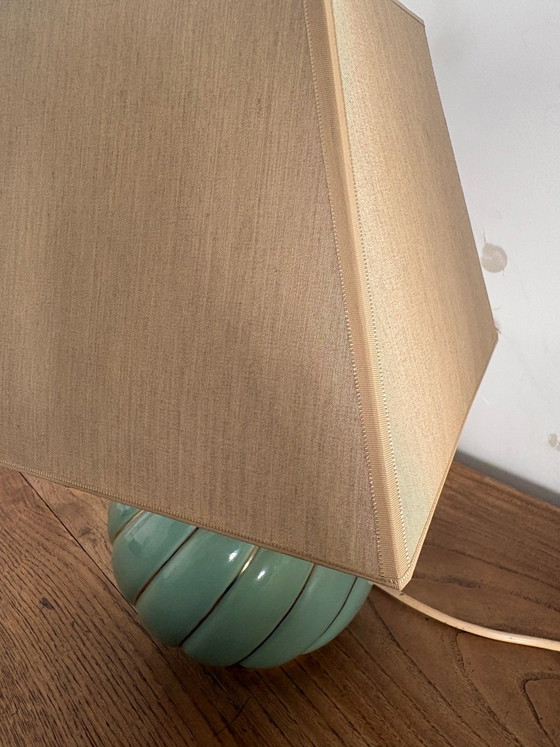 Lampe en céramique vintage avec bel abat-jour chaud, Tomasso barbi, Métal, Beige (photo 6 sur 6)
