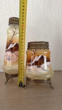 Vases opaline anciens paysage hivernal, début 20e siècle