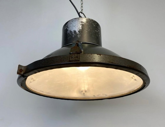 Image 1 of Lampada industriale in alluminio con copertura in vetro, anni '60