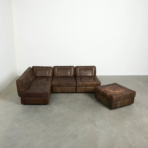 5 delige Percival Lafer 1961 Brazilliaans Leer Banque Modulaire