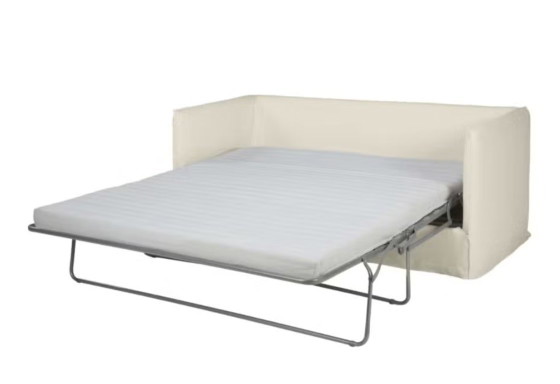 Divano letto in lino Louvain Maisons du Monde, Divani 3 posti, Tessile, Crema, Modern (foto 9 di 11)