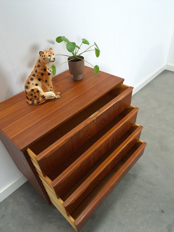Image 1 of Danish teak chest of drawers with 4 drawers