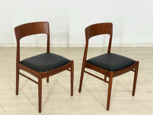 2x Henning Kjarnulf chairs / teak dining chairs / vintage kitchen chairs