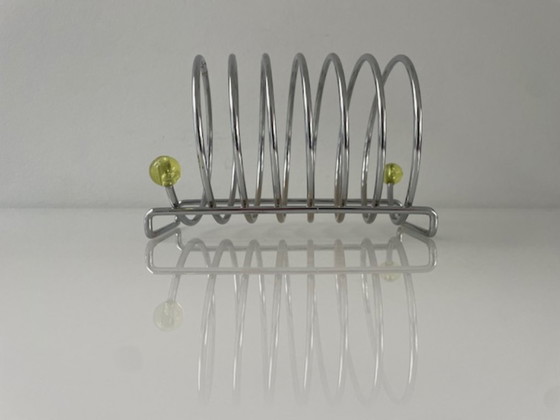 Image 1 of Porta toast cromato postmoderno vintage con dettagli al neon