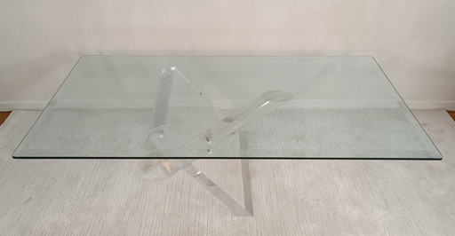 Sculpturale Table Basse Design 1970’S En Lucite Et Verre Par Jeffrey Bigelow