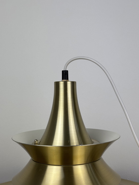 Image 1 of Lyskær Belysning Deense moderne koperen hanglamp, Spoetnik Design, Space Age, jaren 60, 70, industrieel ontwerp, minimalistisch,