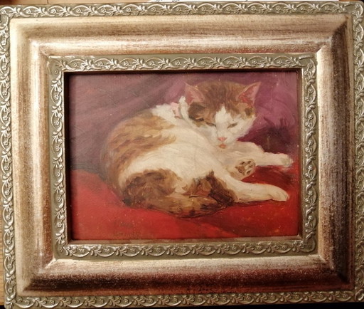 "Retrato de gato" de Isaac Israel, óleo sobre cartón. – schilderijen tekeningen, Other