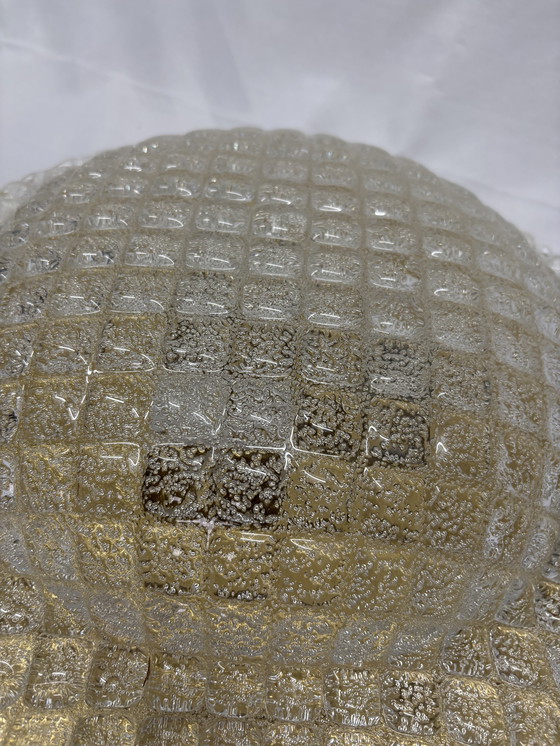 Image 1 of Vintage Fischer Leuchten ceiling lamp ice glass & brass 60/70