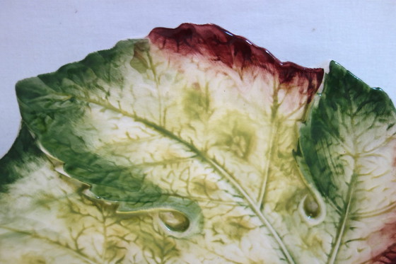 Image 1 of Scolapasta e piatto in barbotine francese d'epoca