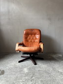 Göte Möbler armchair, Swedish design, mid-century modern, swivel, leather