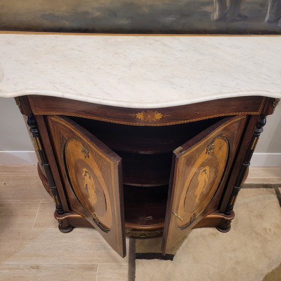 Image 1 of Mueble Entredós / Buffet / Credenza Escuela Catalana, Mármol Y Marquetería, S. Xx – Cataluña