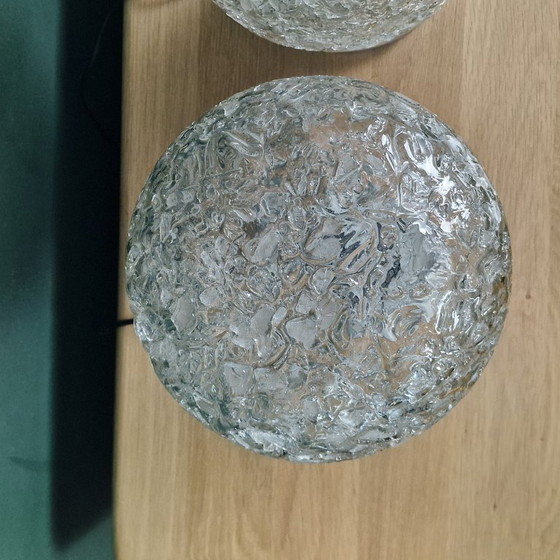 Image 1 of Set van 2 vintage tafellampen van Doria Leuchten. Glas en metaal. Retro / space age. Duitsland 1960 / 1970.