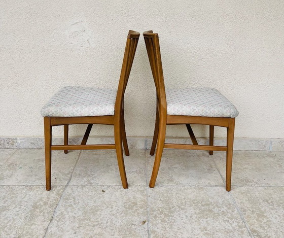 Image 1 of Coppia di sedie scandinave vintage in legno e tessuto, 1960