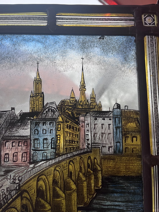 Image 1 of Vetrata al piombo con immagine di Maastricht