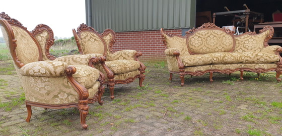 Image 1 of Italiaanse barok bank met fauteuils 
