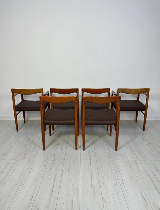Image 1 of Set di 6 sedie da pranzo vintage danesi in teak di H.W. Klein per Bramin, stile Mid-Century Modern, anni '60.