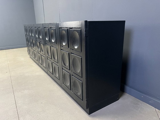 Image 1 of Vintage black brutalist credenza, 1970s