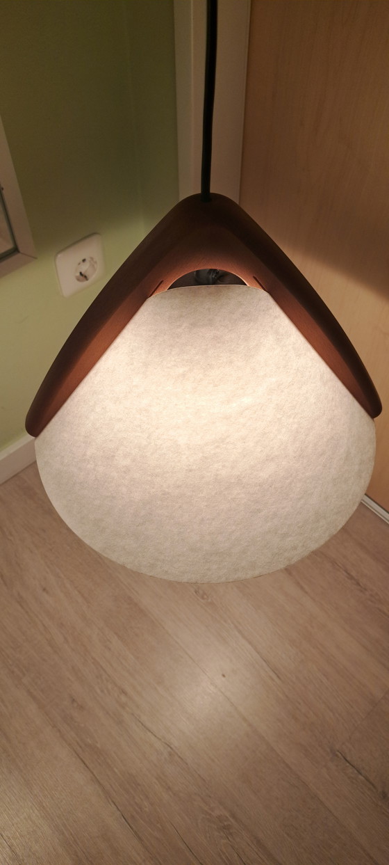 Image 1 of Lámpara colgante Domus en teca – Estilo Mid Century – 2 luces – Excelente estado