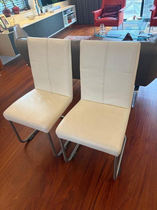 6x Leren Eetkamerstoel, Model Vivola – eetkamerstoelen, Leather, Metal (photo 2 of 6)
