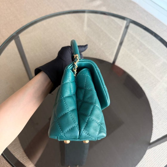 Image 1 of Chanel Coco Handle Small - Caviar Quilted Grained Calfskin Green Gold Hardware Series 27