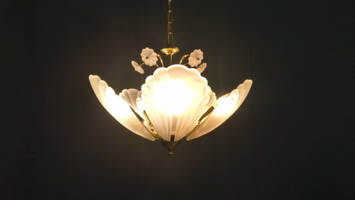 Vintage Italiaanse kroonluchter van glas en messing, jaren 70. – Brass (photo 2 of 15)