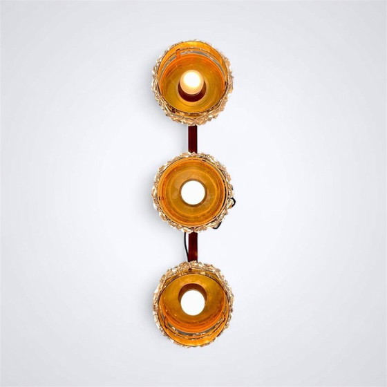 Image 1 of Mid Century, 1960s Carl Fagerlund Attributed teak & Brass Chandelier with Crystal Glass Shades