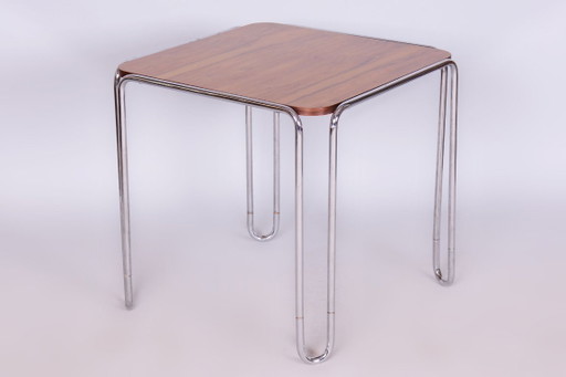 Restored Art Deco Dining Table, by M. Breuer for Thonet, Walnut, Germany, 1930s – eettafels, Wood, Chrome