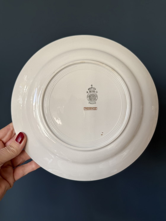 Image 1 of Luneville Régence set di 6 piatti vintage rosa con oro